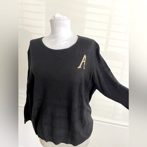Cashmere and Silk Monogram Sweater Black NWT